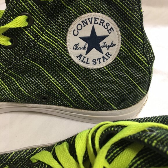 Converse Chuck Taylor 2 Neon Green and Black High Top Sneakers - Picture 2 of 11